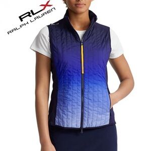 NWT RLX Ralph Lauren Women's‎ Quilted Hybrid Full Zip Vest - Active Blue Ombre
